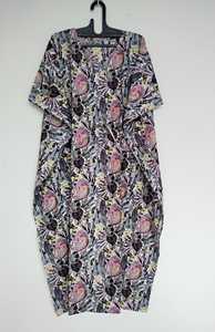 Robe kaftan vintage chic à imprimé floral 100% coton, longueur genoux, légère, style bohème d'été - Product Image 5