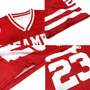 Maillot de football américain unisexe à col en V, manches courtes, en maille respirante 100 % polyester, avec impression par sublimation, personnalisable avec le nom de l'équipe - Product Image 5
