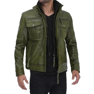Best Quality Men's Stand Collar Zipper Leather Jacket High Quality Winter <b>Fabric</b> Hooded in All Colors and Sizes New Condition - Product Image 3