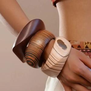 Luxury Finish Waterproof Handmade Wood <b>Bangle</b> <b>Bracelet</b> for Women Classic Timeless Jewelry Design Custom Colors Business Gift - Product Image 2