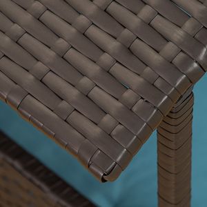 Cuccia per Cani Rialzata in Rattan Blu per Interni/Esterni con Cuscino Rimovibile, Arredamento per Animali Domestici in Vimini - Product Image 5