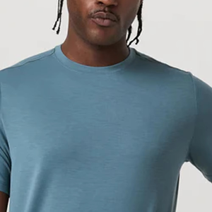<b>Mens</b> Sky Blue Performance T Shirt For <b>Men</b> With Custom Logo Smooth <b>Stretch</b> Fabric Athletic Casual Lifestyle Crew Neck Tee - Product Image 3