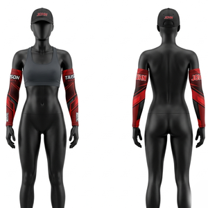 Manga de Voleibol Premium de Poliéster y Spandex 220 GSM, Transpirable y Elástica, Diseño de Paneles Marrón y Verde Azulado, Logotipo Personalizado por Transferencia Térmica - Product Image 5