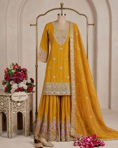 Ensemble Lehenga Indien et Pakistanais Brodé à Manches Longues avec Dupatta en Velours, Robe Longueur Genou Séchage Rapide pour Mariage, Fête et Tenue de Mariée - Product Image 4