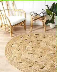Alfombra lavable y plegable hecha de 100% yute natural para dormitorio y sala de estar. - Product Image 2