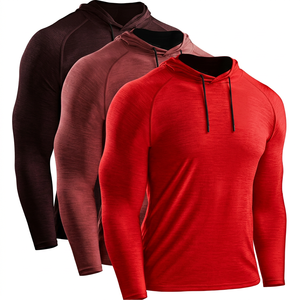 Men's Slim Fit Hooded Long Sleeve Rash Guard Quick Dry Knitted Solid Color <b>Raglan</b> Sleeve Casual <b>Top</b> Red Maroon Black - Product Image 1