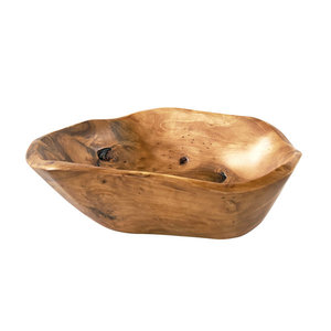 Ensemble de 3 bols de service ovales en bois artisanal, grain naturel, pour salade et fruits, style rustique, en bois d'olivier massif - Product Image 2