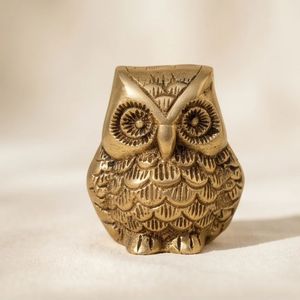 Figurine d'hibou en laiton plaqué or, sculpture animale 3D, objet de collection, artisanat de moulage, décoration artistique - Product Image 5