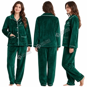 Conjunto de Pijama de Forro Polar Suave para Mujer, Ropa de Dormir de Manga Larga de Dos Piezas, Ropa de Casa Cálida de Forro Polar - Product Image 6