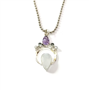 Handcrafted Multi-Stone Pendant Feature <b>Crystal</b> & Amethyst Any Occasion Gifts & Everyday Wear Jewelry - Product Image 2