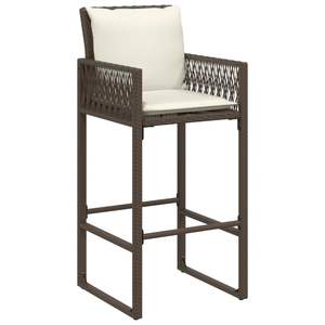 เก้าอี้บาร์หวายเทียมสีน้ำตาลพร้อมโครงเหล็กเคลือบสีฝุ่น ขนาดมาตรฐาน - Product Image 4