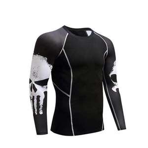 Men's Athletic Hybrid Rash Guard Long Sleeve MMA BJJ Compression <b>Top</b> UPF50+ Eco-Friendly Quick Dry Training Gear USA Europe - Product Image 1