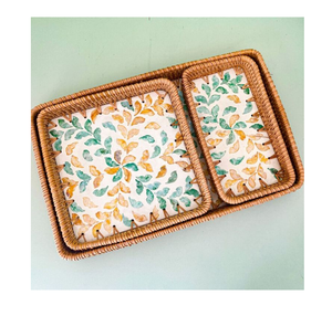 Plateau en rotin et nacre tendance et moderne, idéal pour le rangement de vaisselle, les plateaux de service et les objets artisanaux - Meilleure vente - Product Image 2