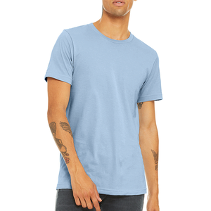 T-shirt pour homme de haute qualité, personnalisé, 100% coton, imprimé numériquement, motif bleu ciel - Product Image 1