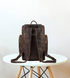 High Quality Waterproof <b>Leather</b> <b>Backpack</b> Vintage Anti-Theft <b>Laptop</b> Rucksack Genuine <b>Leather</b> Pack LBP-0319 - Product Image 3