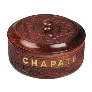 Caja de Madera para Chapati, Hecha a Mano, Contenedor de Almacenamiento para Roti con Tapa, para la Cocina o Mesa de Comedor - Product Image 3