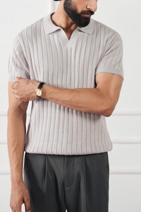 Camiseta de Manga Corta para Hombre, Estilo Gótico de Lujo, con Solapa de Satén, Tejido Anti-Pilling, para Verano, Estilo Casual, Bordada, 100% Poliéster - Product Image 3