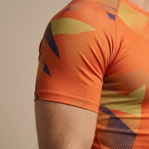 Men's Blue Compression Sport Shirt Short Sleeve O-Neck Quick Dry Slim Fit Knitted Performance Activewear Top - Product Image 4