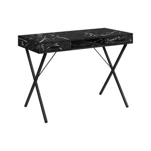 Scrivania per Laptop da 42 Pollici per Ufficio Domestico, Effetto Marmo Nero, Laminato, Struttura in Metallo, Configurazione a C con Cassetti Laterali, Scrivanie per Computer Pronte all'Uso - Product Image 2