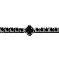 Schwarz Rhodiniertes 925 Silber Tennis-Armband Runder Brillantschliff Diamant Blumendesign Krappenfassung Unisex Luxus-Schmuck