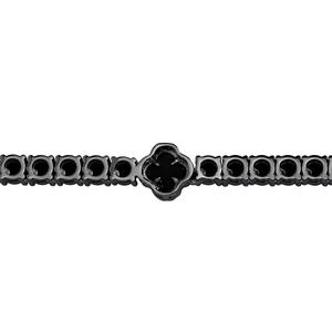 Pulsera de tenis de plata 925 chapada en rodio negro con diamantes de talla brillante redonda, diseño floral y engaste de garras, joyería de lujo unisex - Product Image 3