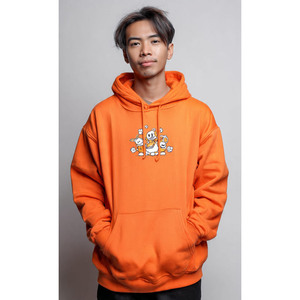 Sweat-shirt à capuche pour homme de haute qualité avec logo personnalisé, manches longues, orange, imprimé galaxie, en molleton, coupe ample, décontracté, pour l'automne - Product Image 3
