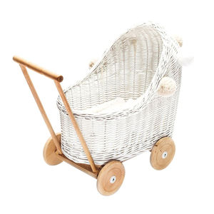 Customized Handmade Rattan Kid Toy Classic Wicker Toy Wagon Model Push Toy Pretend Play For Toddler Birthday Gifts - Product Image 2