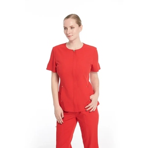 Custom Logo Jogger Hospital Uniform Elastic Pockets Women Nursing Medical Fitted Black Stretchy Woven <b>Scrub</b> <b>Set</b> - Product Image 5