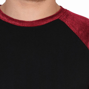 <b>Men's</b> <b>Black</b> <b>Red</b> Raglan Sleeve T-<b>Shirt</b> O-Neck Knitted Solid Color Casual Wear Style T-<b>Shirt</b> Regular Fit T-<b>Shirt</b> Short Sleeve Tee - Product Image 5