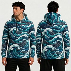 Sweat à capuche en polaire à sublimation avec motif abstrait rouge, en polyester premium, anti-humidité, épais, imprimé sur mesure - Product Image 2