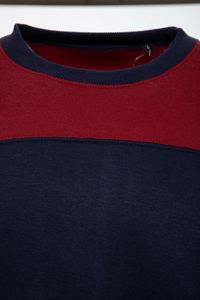 Men's Navy Red Color Block Tracksuit Set Crew Neck <b>Sweatshirt</b> Joggers Casual Autumn Wear Full Sleeve Drawstring Pants - Product Image 2