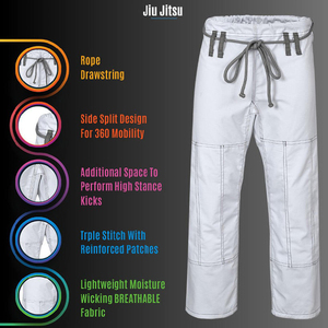 Uniforme de Jiu Jitsu Brasileño Personalizado, Gi BJJ Liso, Pantalones Ripstop de Tejido Perla de 350 GSM, Kimono Ligero Preencogido para Artes Marciales - Product Image 4