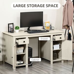 Adjustable Barn Door Style 3-Level MDF Home Office Writing Desk Durable <b>Study</b> <b>Table</b> Computer Workstation with Drawers - Product Image 4