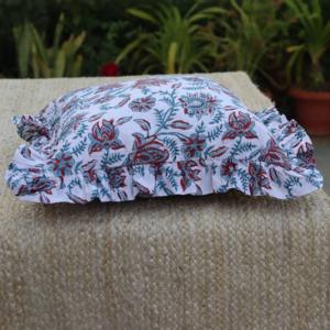 Hand Block <b>Print</b> Frill <b>Cushion</b> Covers Handmade 100% Cotton Bohemian Throw Pillows Vintage Floral Raffle Trim for Home Decor - Product Image 4