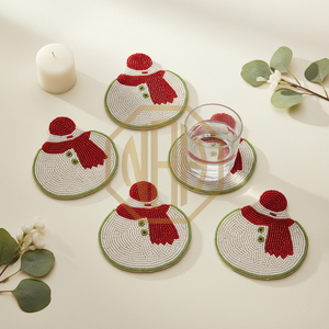 Sous-verre en tissu perlé blanc et rose de 10 mm d'épaisseur, fait main, écologique, motif cœur, pour cupcakes, tapis décoratif de table, Uttar Pradesh - Product Image 4