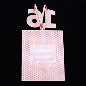 Colgante Rectangular Personalizado con Imagen 3D para Hombre, Estilo Hip Hop, Joyería de Moda, Colgante con Diamantes de Imitación Moissanite y Rosa para Mujer - Product Image 6