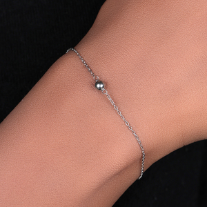 Tobillera ajustable de plata de ley 925 con cuentas de bola para mujer, estilo delicado de diseñador, tobilleras de plata ajustables - Product Image 3