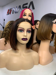 Perruques en cheveux humains, cheveux vierges vietnamiens, qualité 350 grammes, 60 cm, bouclés, lisses, ombrés, couleurs piano et noir - Product Image 3