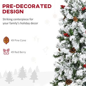 Árbol de Navidad Artificial de 9 Pies con Nieve Artificial, Ramas de Pino Realistas con Piñas y Bayas Rojas, Apertura Automática, Verde - Product Image 5