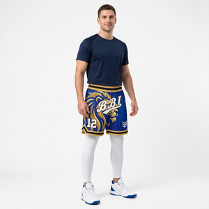 Pantalones cortos de baloncesto azules reales para hombre, al por mayor, de malla transpirable, ropa deportiva retro, pantalones cortos de entrenamiento para gimnasio, pantalones de uniforme sublimados - Product Image 1