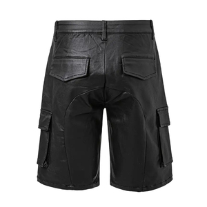 Men's Lawd Sports Leather High Street Canvas Casual Workwear Coated Stylish Comfortable Stretchy Waterproof Mid Waist <b>Shorts</b> - Product Image 2