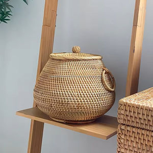 Panier en rotin naturel personnalisable avec couvercle, porte-fruits fait à la main pour les acheteurs en gros à la recherche d'un fournisseur fiable du Vietnam - Product Image 4