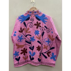 Bohemian TNT Suzani Cotton Embroidered Short <b>Jacket</b> Windproof and Breathable Floral Design Coat Gift for Her/Mom - Product Image 2