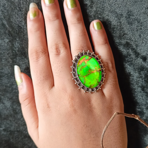 Natural Green <b>Turquoise</b> <b>Ring</b> Solid 925 Silver Artisan Handmade <b>Ring</b> - Product Image 4