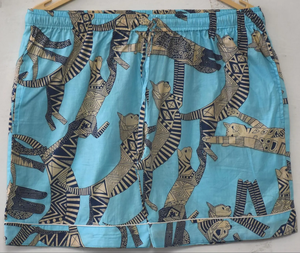 Conjunto de Pijama de Verano de Algodón Tejido con Estampado a Mano Azul, Camisa de Manga Corta y Pantalones Cortos para Mujer, Ropa de Dormir - Product Image 2