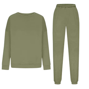 Ensemble de survêtement pour femme de qualité supérieure, couleur unie, manches longues, 2 pièces, veste et pantalon pour l'hiver - Product Image 1