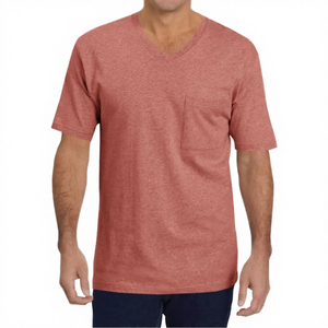 T-shirts décontractés pour hommes en coton 100% col en V, 250 grammes, couleur unie, poids lourd, séchage rapide, respirants, fabriqués par BS - Product Image 1