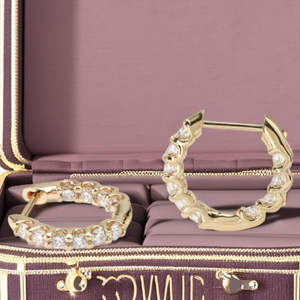 Magnifiques boucles d'oreilles créoles avec diamants de laboratoire, bijoux raffinés classiques et élégants pour mariages, fêtes ou cadeaux d'anniversaire - Product Image 2