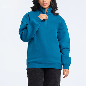 Sweat-shirts pour femmes à demi-zip de haute qualité et tendance, taille adulte / Prix de gros, sweat-shirt à demi-zip en coton pour femmes avec logo personnalisé - Product Image 4
