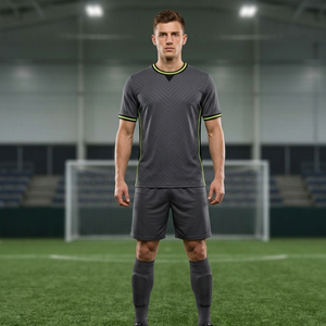 Premium Minimalist Dark Grey Soccer Uniform Set with Neon <b>Lime</b> and Black Trim High-Definition Sublimation Team Training Wear - Product Image 4